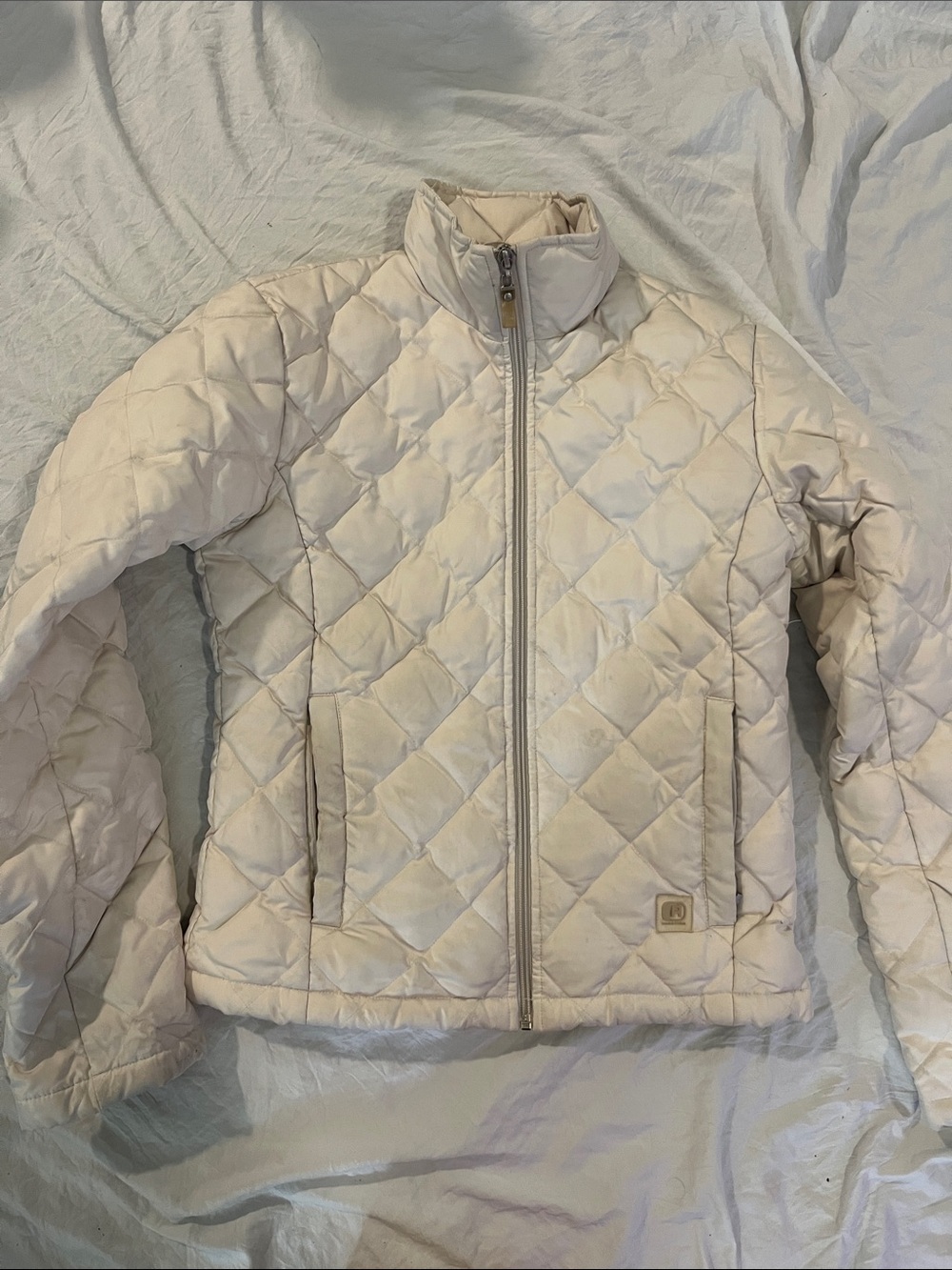 Kenneth Cole Women's Quilted Cream Puffer Jacket